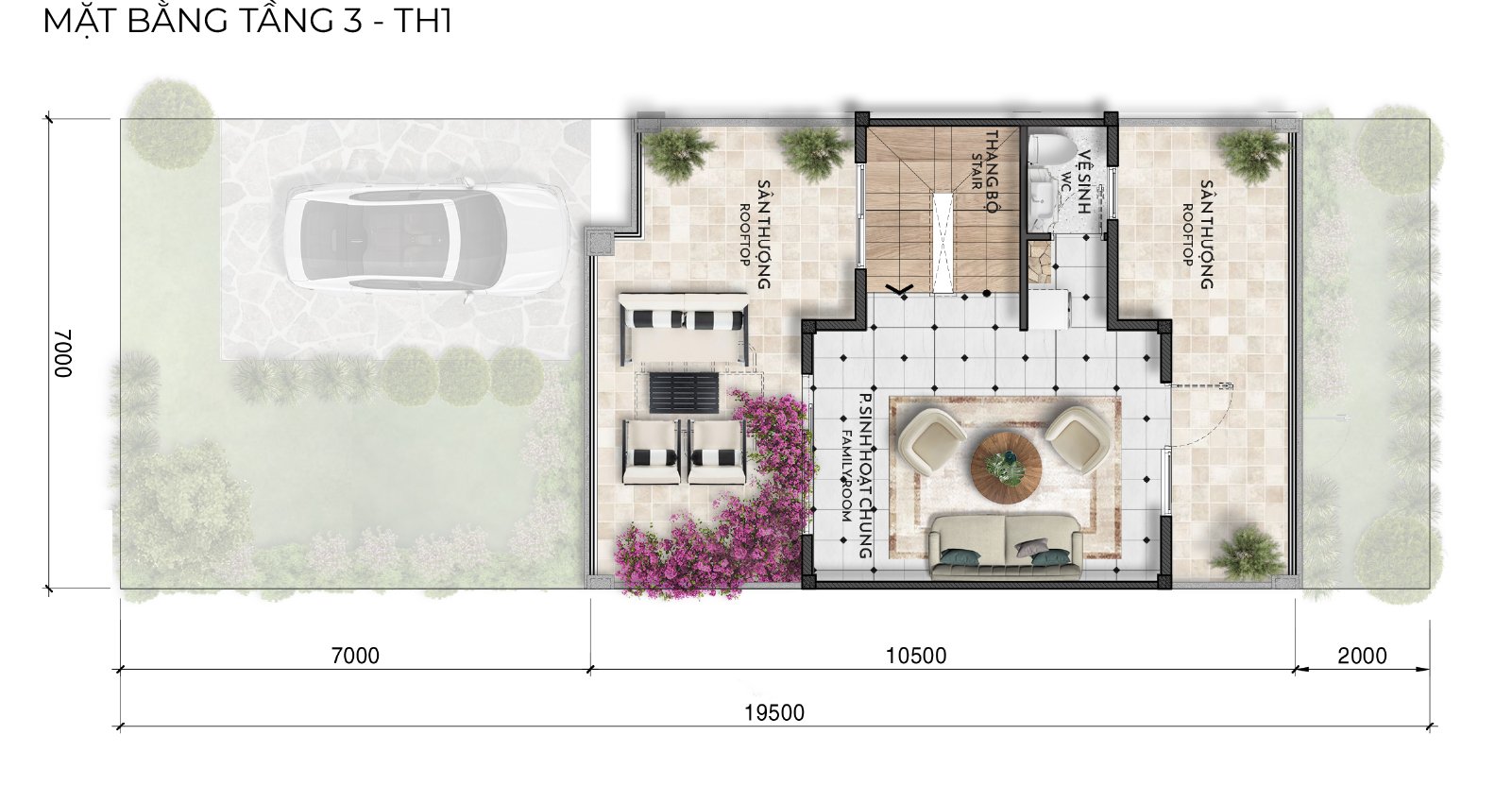 Mặt bằng tầng 3 TH1